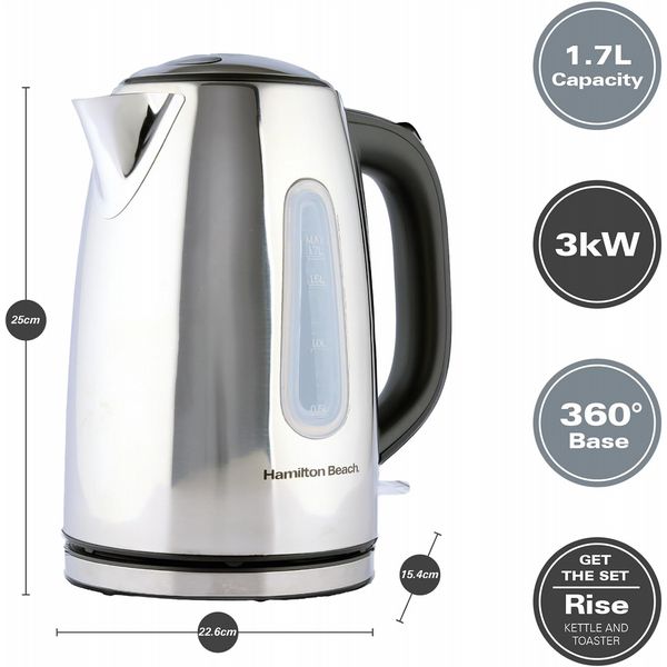 Hamilton Beach Rise 1.7L Kettle Polished Stainless Steel Open Box
